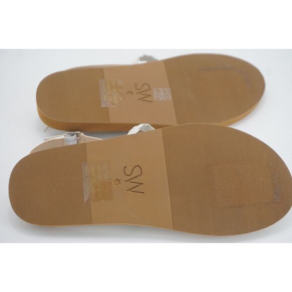 Stuart Weitzman White Contempo Braided Leather Thong Strap Sandals SZ 6 New $250 - Picture 5 of 10